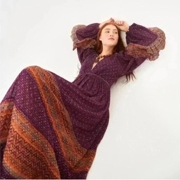 NEW FARM Rio Sophie Scarf Maxi Dress Rare Bohemian Tropical Vacation Resort - Picture 10 of 10